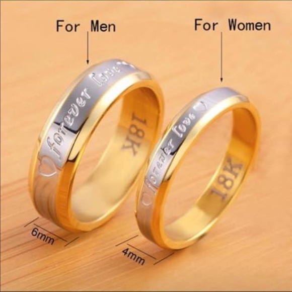 18K Gold plated forever love wedding rings - Picture 2 of 8