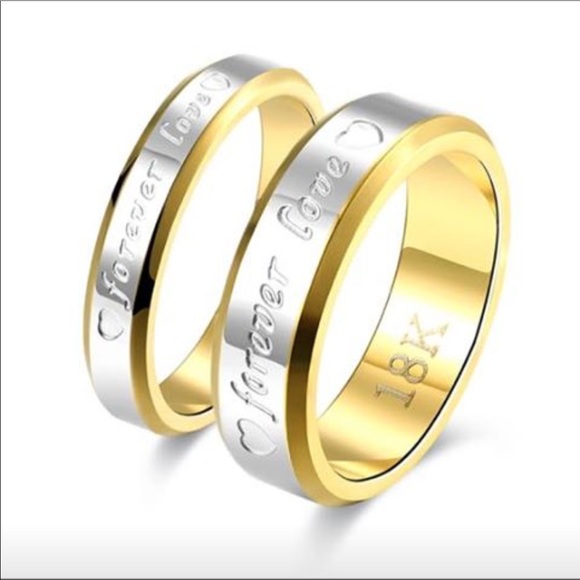 18K Gold plated forever love wedding rings - Picture 3 of 8