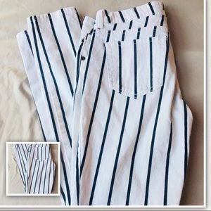 Forever 21 White Jeans with Black Stripes
