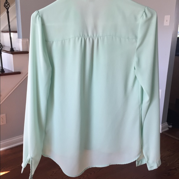 Candies Embellished Collar Sheer Mint Blue Blouse - Picture 3 of 3