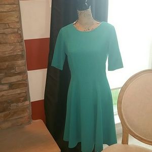Teal fit and flare dress