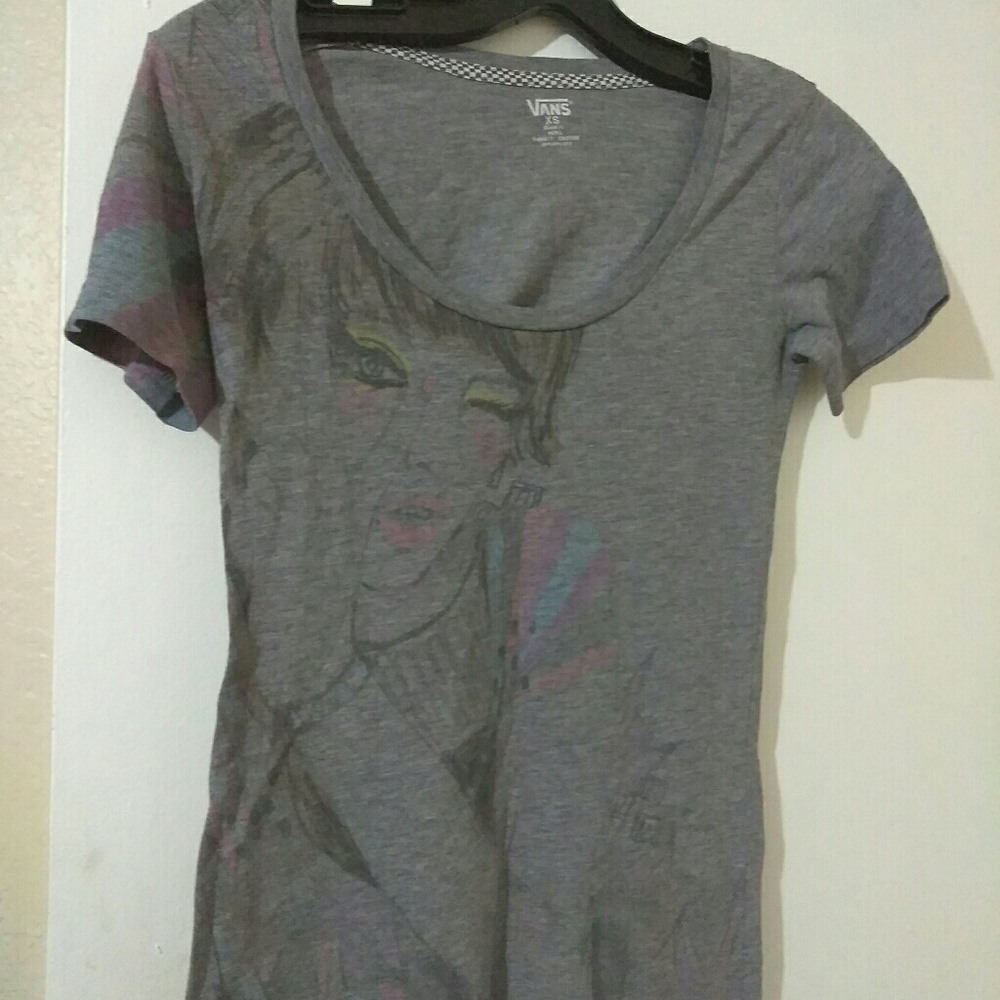 Vans gray t-shirt with emo girl on it
