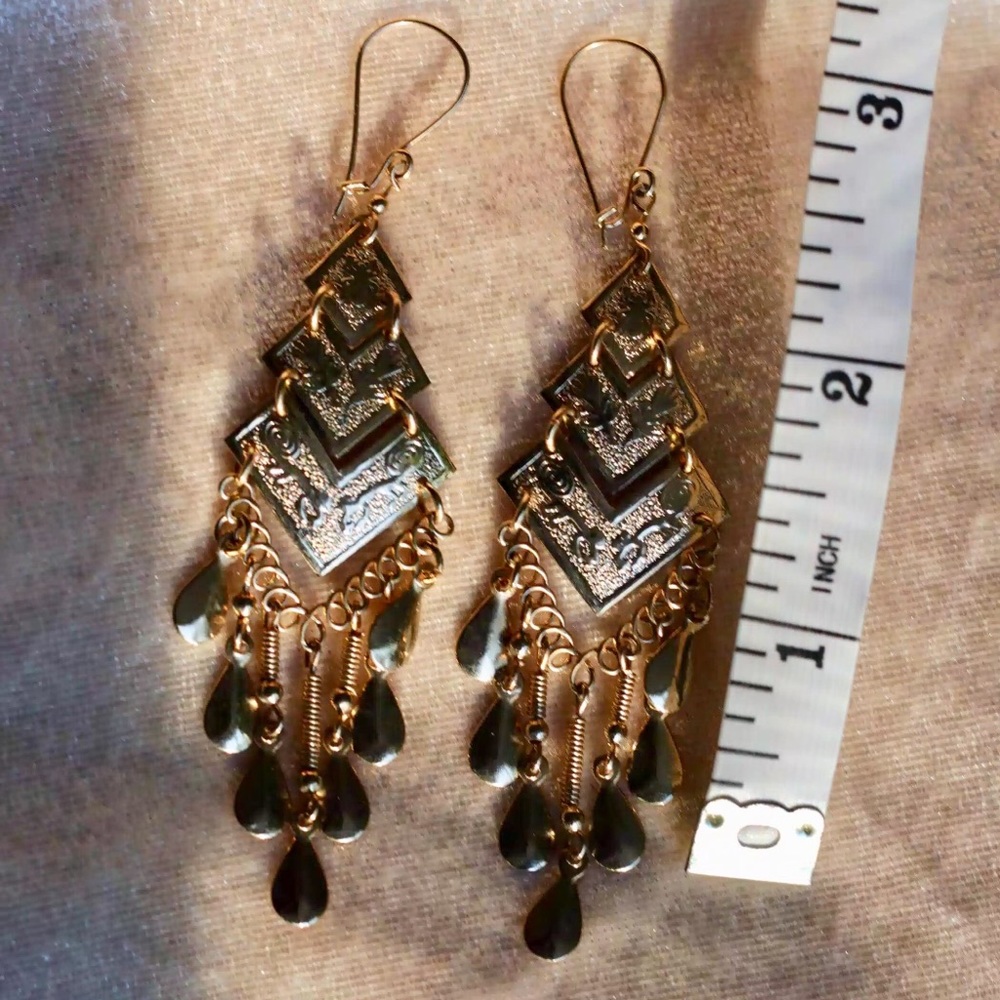 Gold toned chandelier earrings