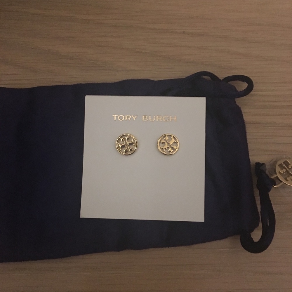 Tory Burch Logo Gold Studs