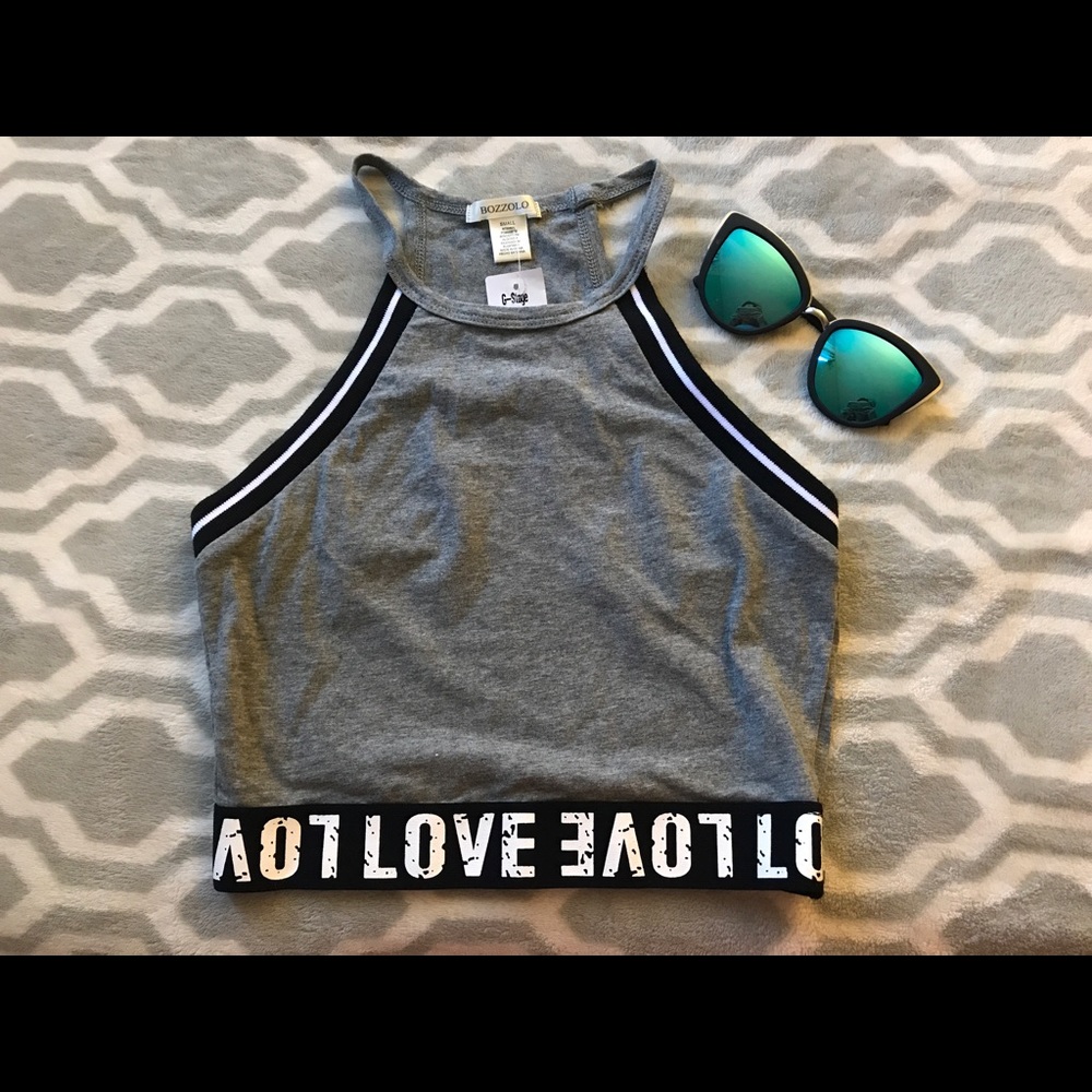Love Tank Crop Top (Grey)