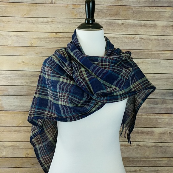 J. Crew Accessories - J. CREW Blue Plaid Scarf