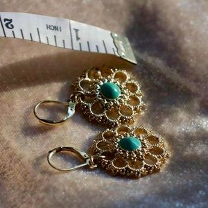 Francesca’s teal and gold medallion earrings