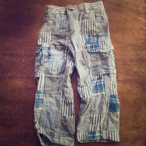 Boys blue plaid patchwork pants