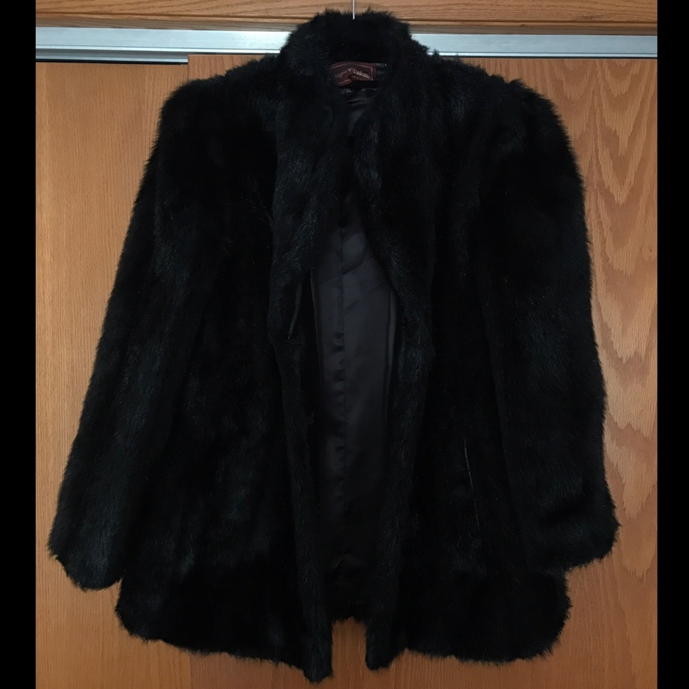 Sergio Valente High Collar Faux Fur VTG 80s M
