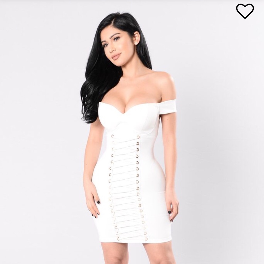 Fashion All white Dress “Hungover off Love”-S