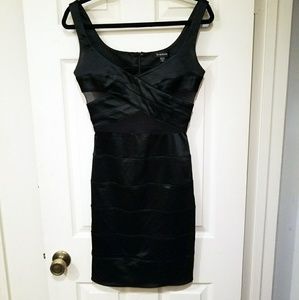 Bebe Sexy Black Satin Mesh Mini Dress XS