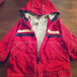 Red windbreaker with jersey lining