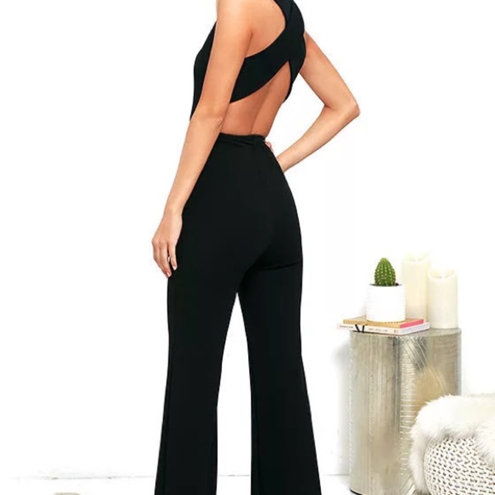 open back black jumpsuit