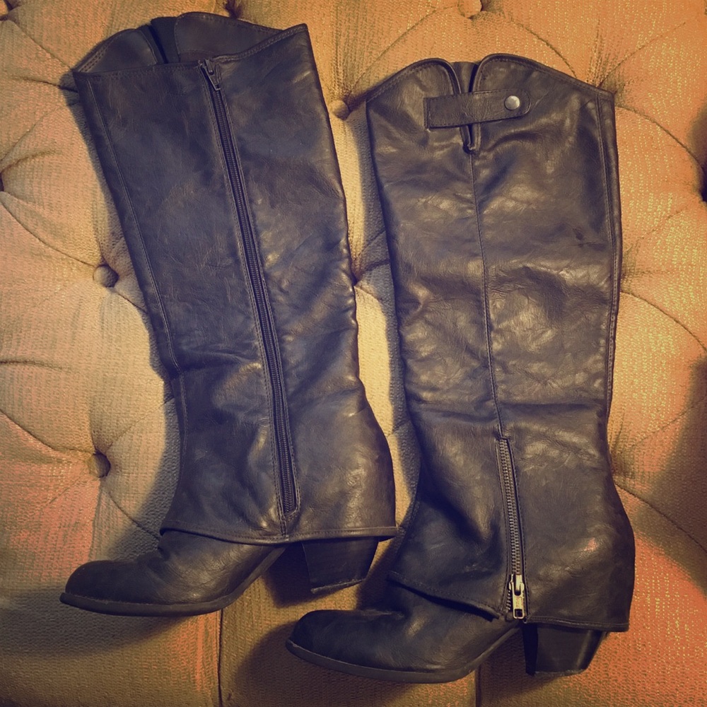 Vegan Leather Heeled Knee-high Boots