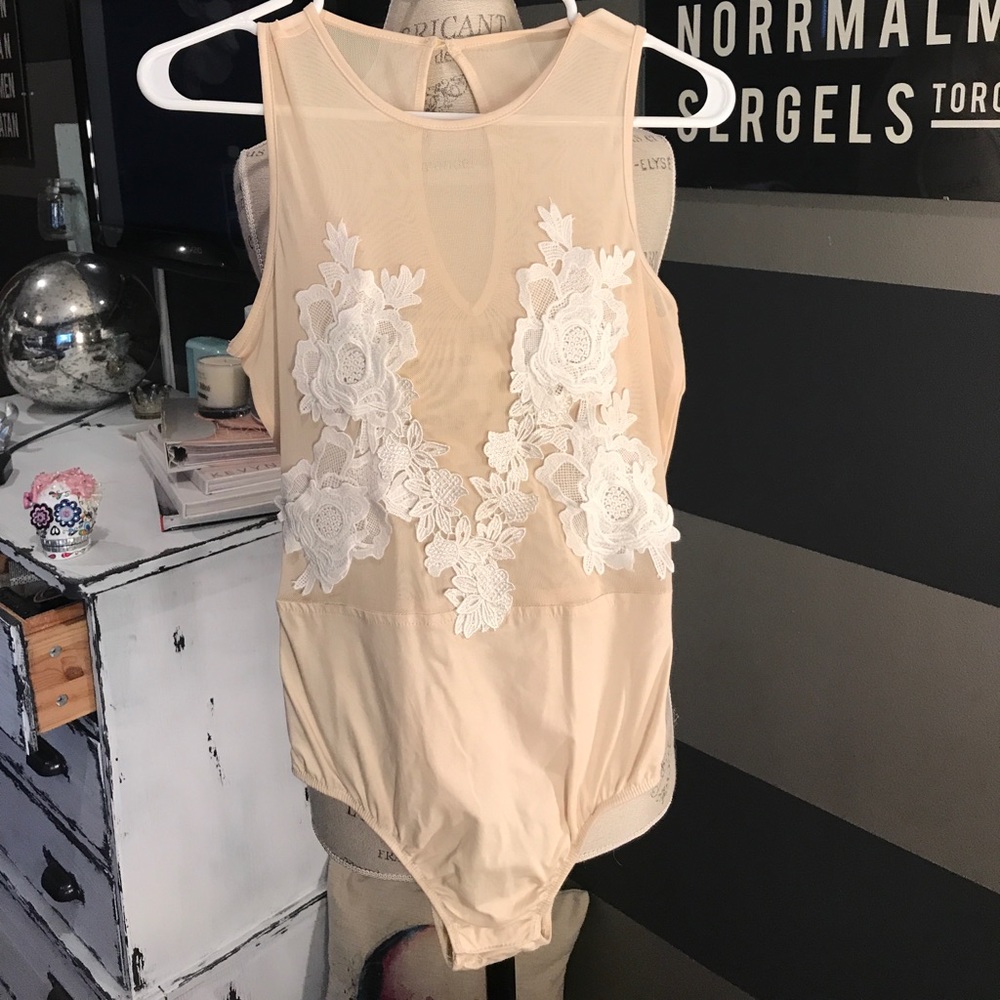 Sheer bodysuit with embroidery