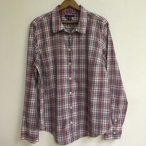 Tommy Hilfiger long sleeve plaid button up top