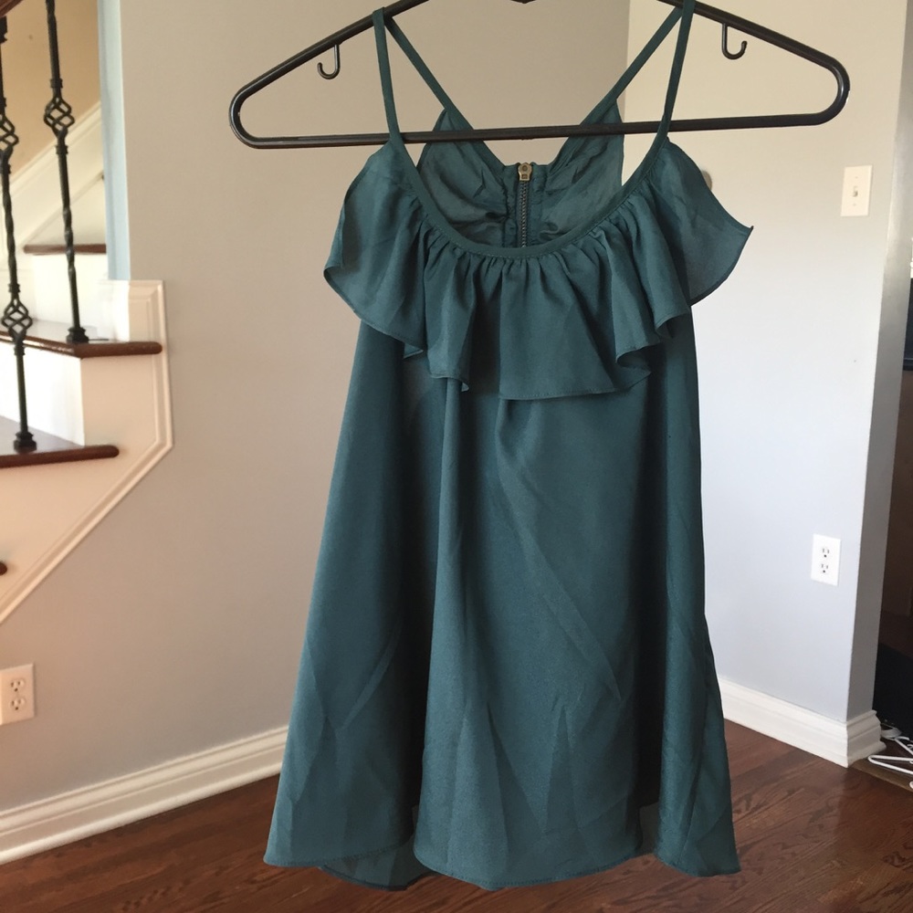 Charlotte Russe Blue Ruffled Spaghetti Strap Top