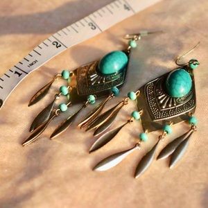 Forever 21 teal tribal earrings