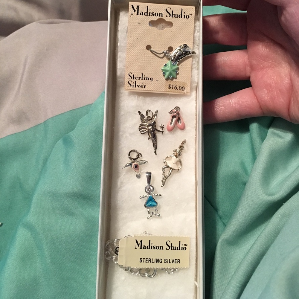 Sterling silver charm bracelet set