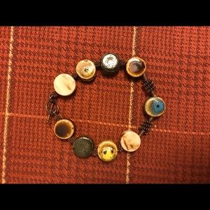 Bracelet and earrings - pottery - green blue