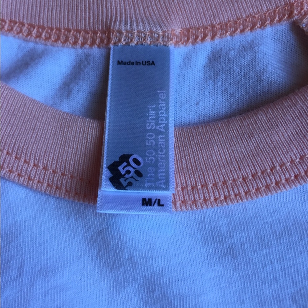 Pink Cropped American Apparel Baseball Tee - Picture 2 of 2