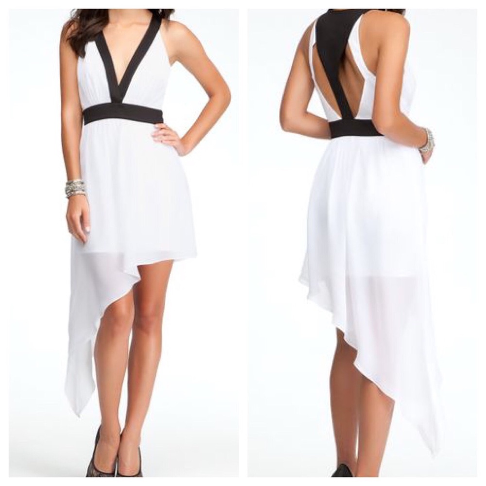 Bebe asymmetrical hem black/white dress