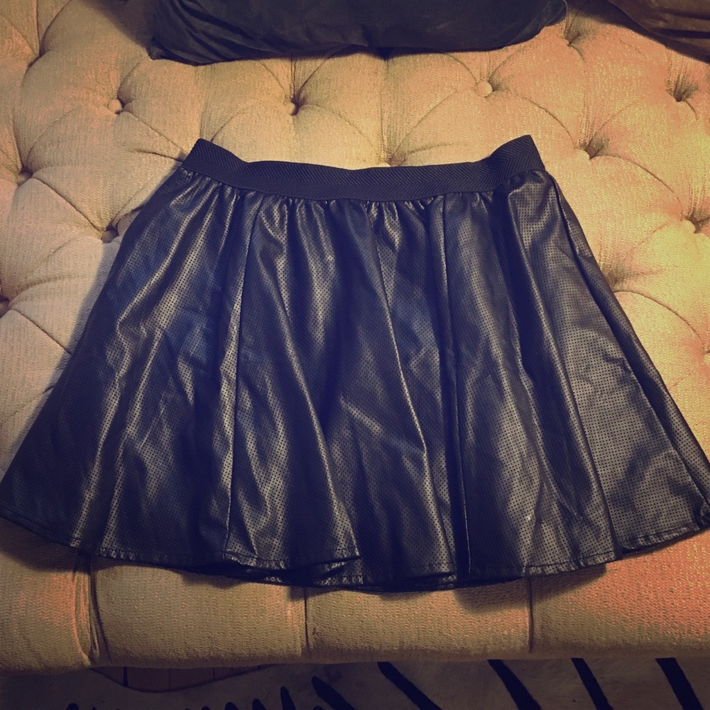Vegan Leather Black Skater Flare Skirt