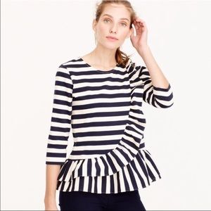 J Crew Striped Ruffle T