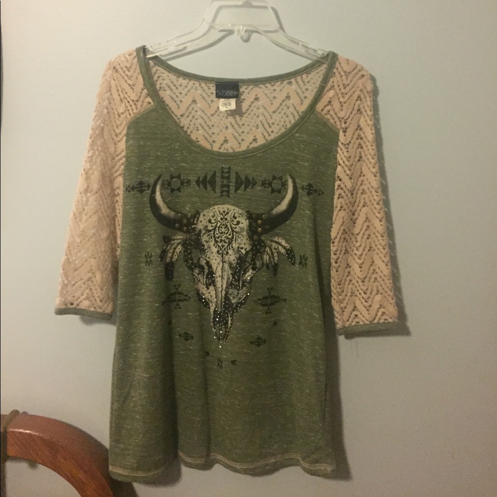 Olive green beaded top