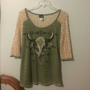 Olive green beaded top