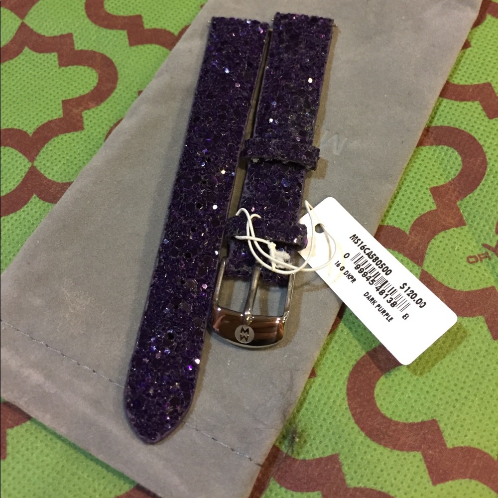 New Michele 16 mm leather watch strap band crystal