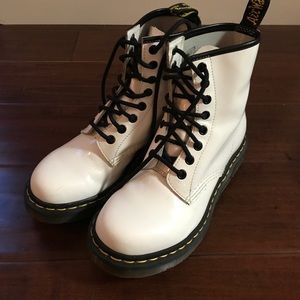 Dr Martens white patent leather boots size 4