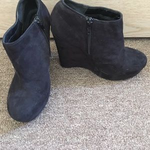 Black wedge booties