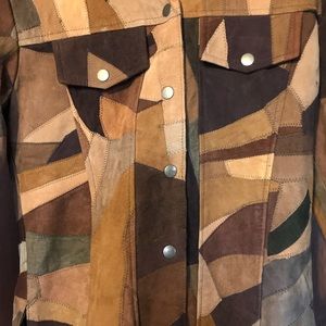 Genuine polyester leather jacket. Multicolored