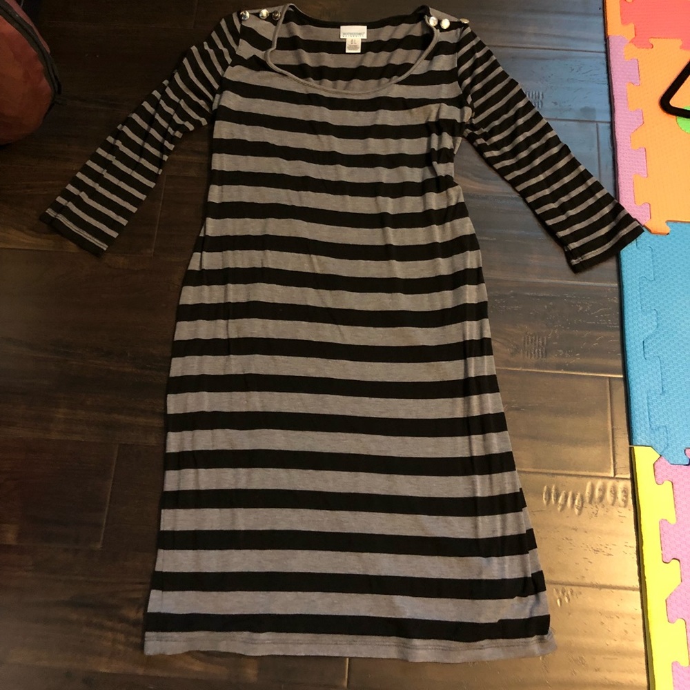 Motherhood Maternity black and gray striped dress