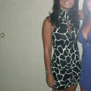 Cache Giraffe Print Cocktail Dress