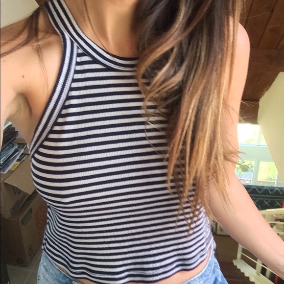 Truly Madly Deeply Tops - Truly Madly Deeply Black & White Striped Crop Top