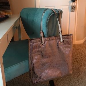 Micheal Kors jet set mirror metallic tote