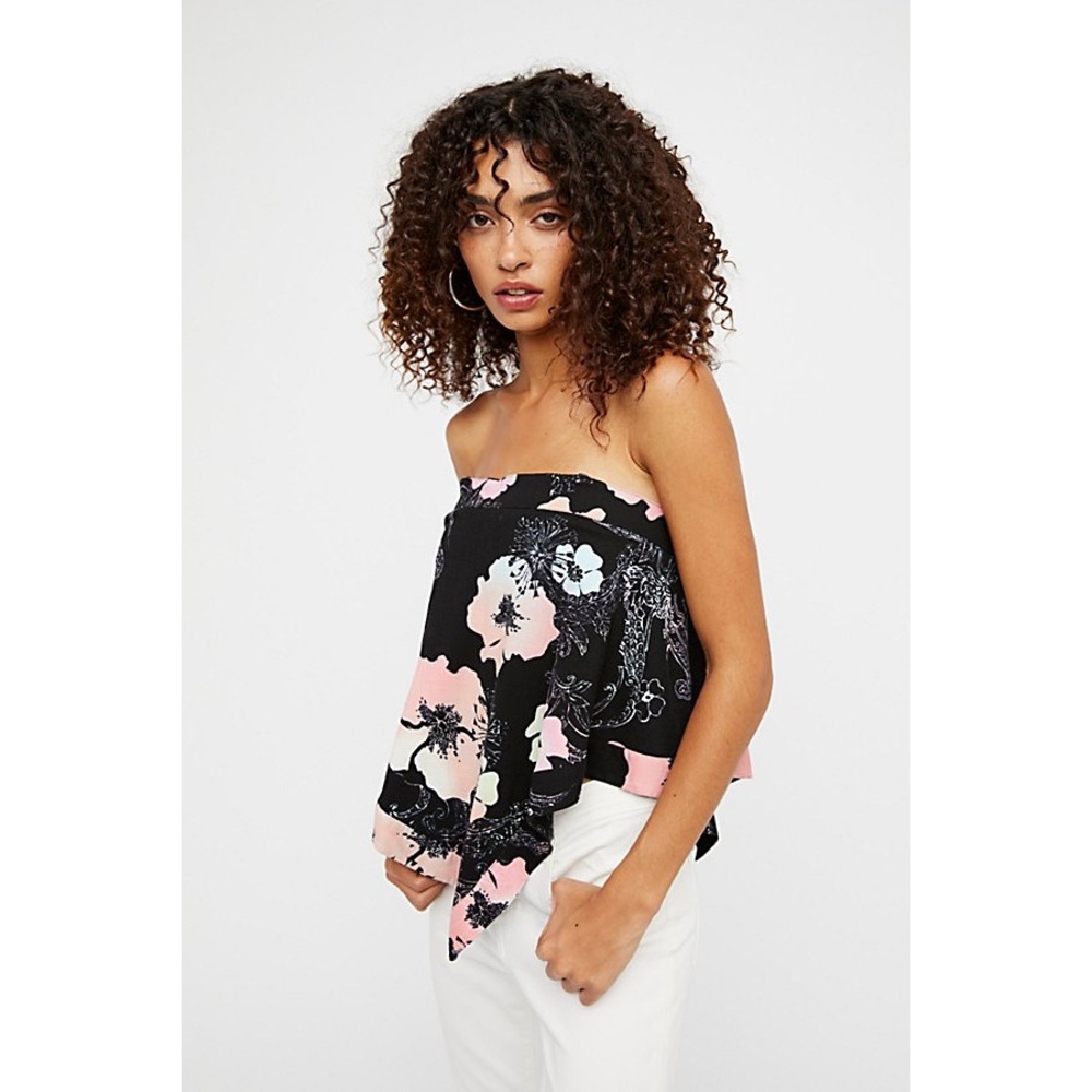 FREE PEOPLE black floral tube top - Picture 2 of 8