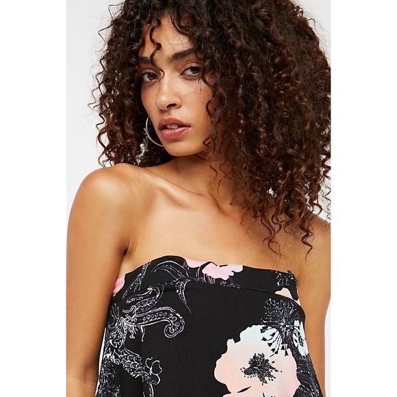 FREE PEOPLE black floral tube top - Picture 4 of 8