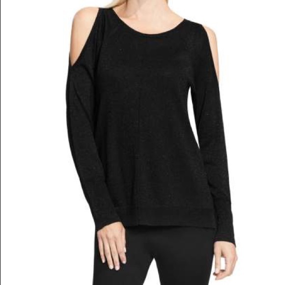 • Vince Camuto • Black Cold Shoulder Metallic Top - Picture 2 of 4