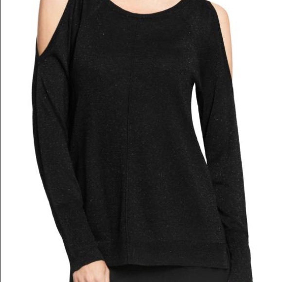 • Vince Camuto • Black Cold Shoulder Metallic Top - Picture 3 of 4