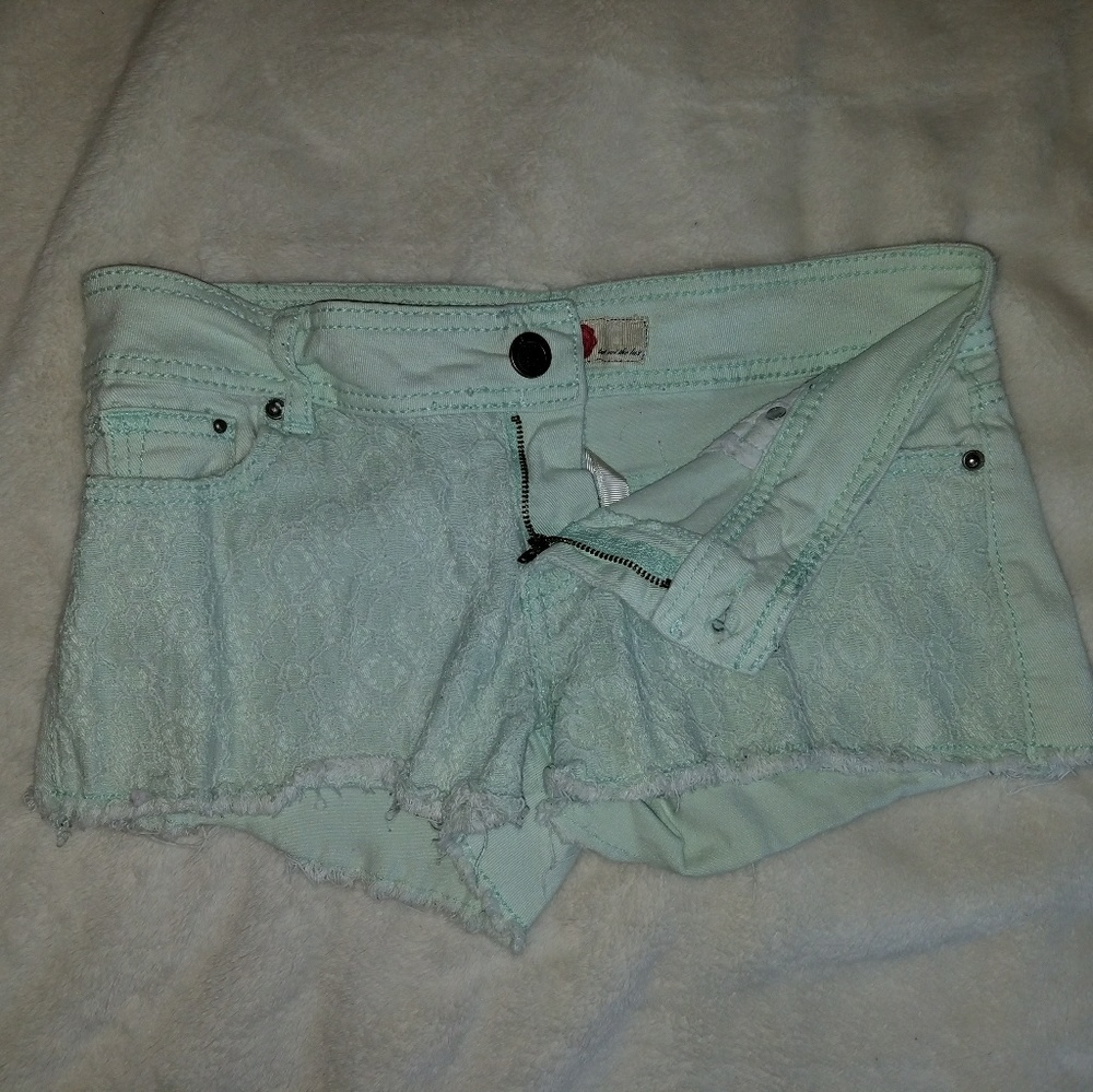 Mint Lace booty shorts