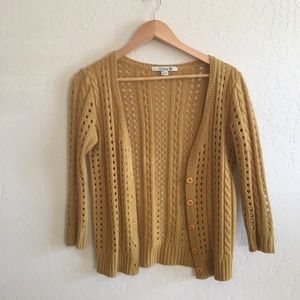 Mustard Crochet Cardigan