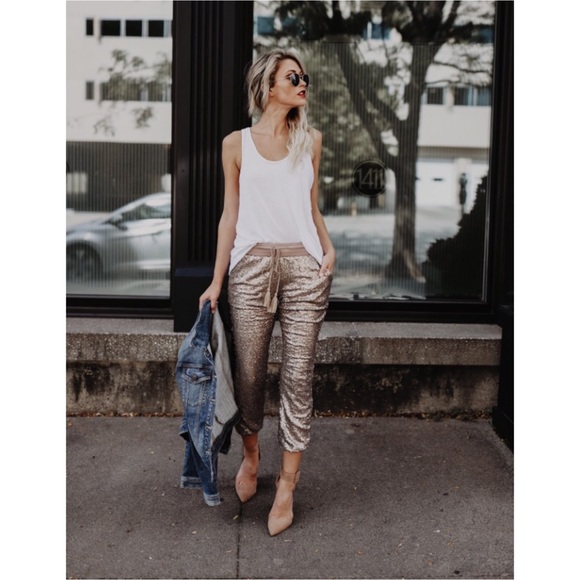 🆕LAST ONE Rose Gold Sequin Pants - Picture 2 of 8