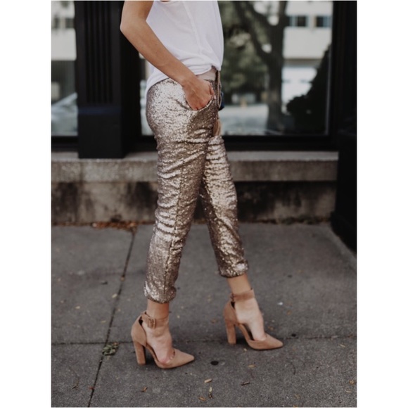 🆕LAST ONE Rose Gold Sequin Pants - Picture 3 of 8