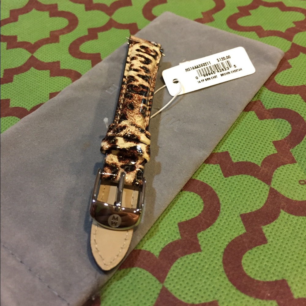 New Michele 16 mm leather watch strap band