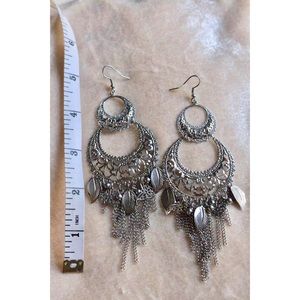 Forever 21 big silver chandelier earrings