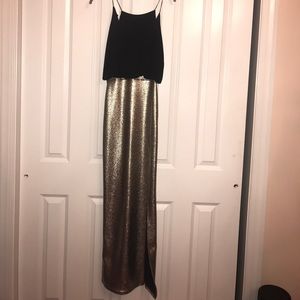 Black and Gold dress with high Slit