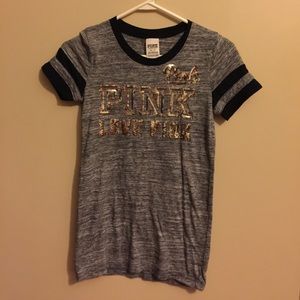 PINK tee with gold sequins